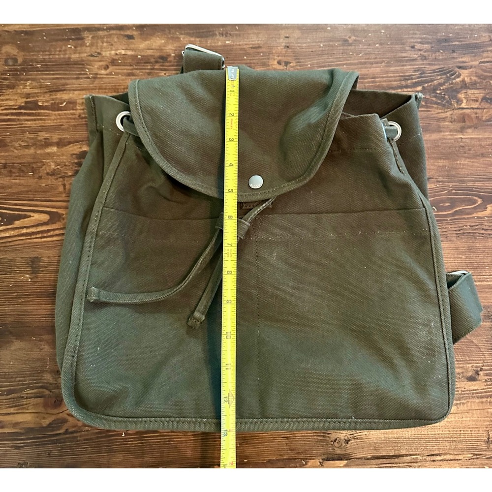 BAGGU Drawstring 100%‎ Recycled Cotton Green Canvas Backpack Hike School Travel - Picture 6 of 9